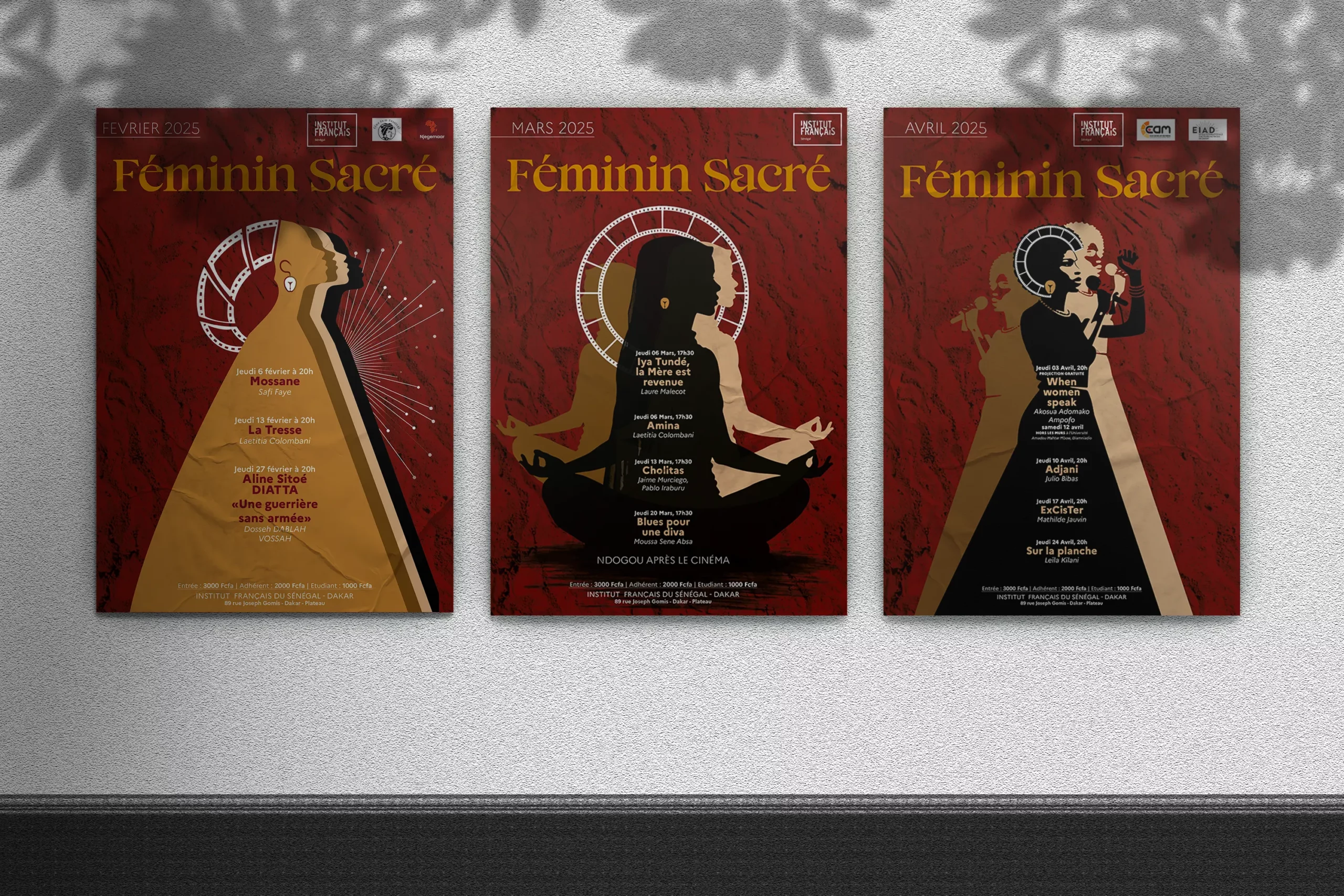 Trilogie d’affiches “Féminin Sacré” réalisée par LORDIBRA pour l’Institut Français du Sénégal