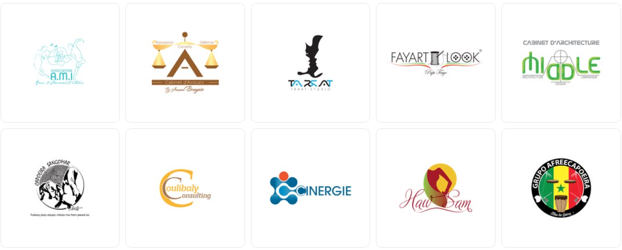 Exemples de logos créés par LORDIBRA pour différentes marques