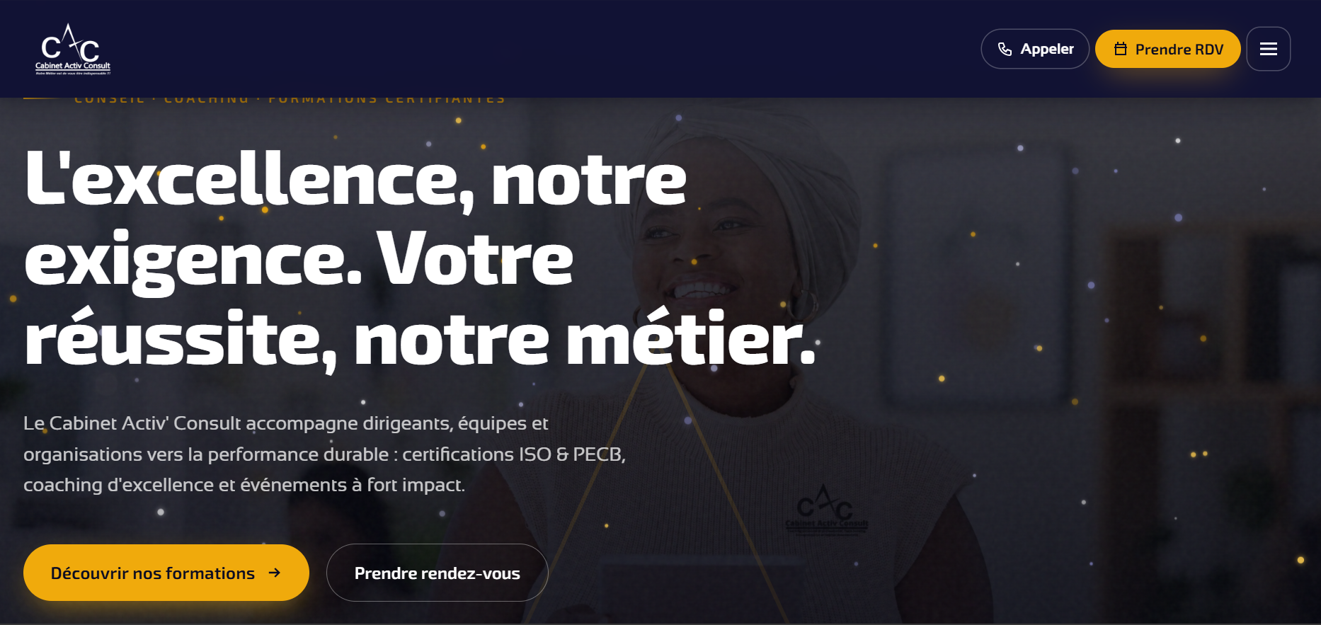 Site web du cabinet ACTIV CONSULT réalisé par LORDIBRA