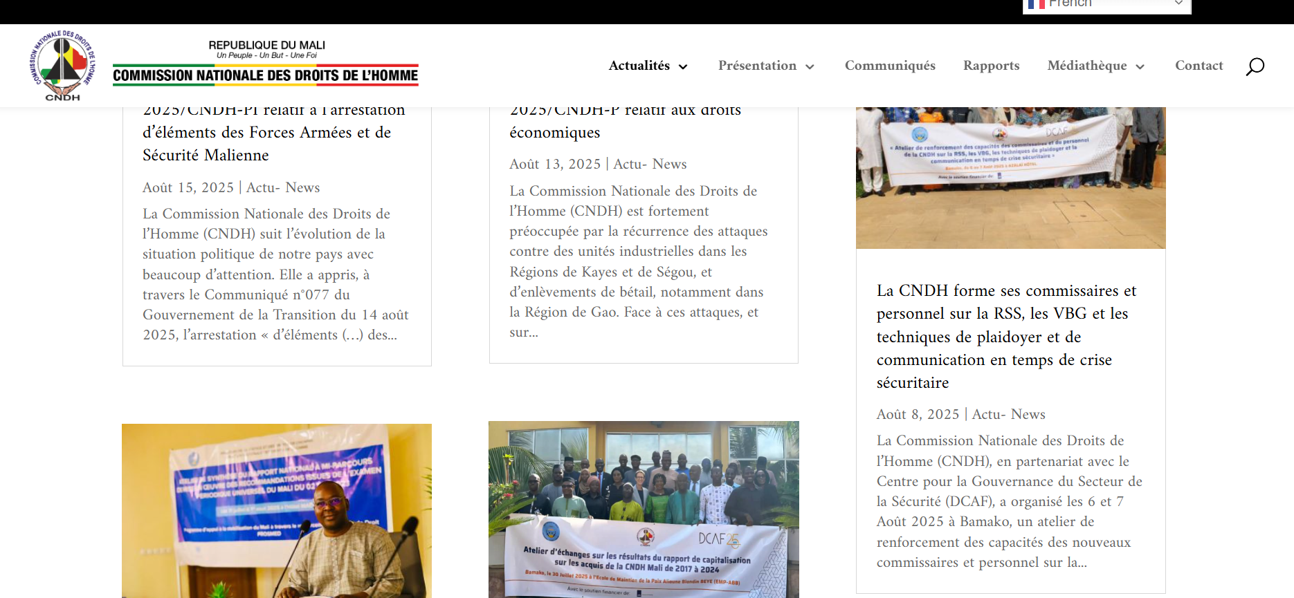Site web de la CNDH Mali réalisé par LORDIBRA