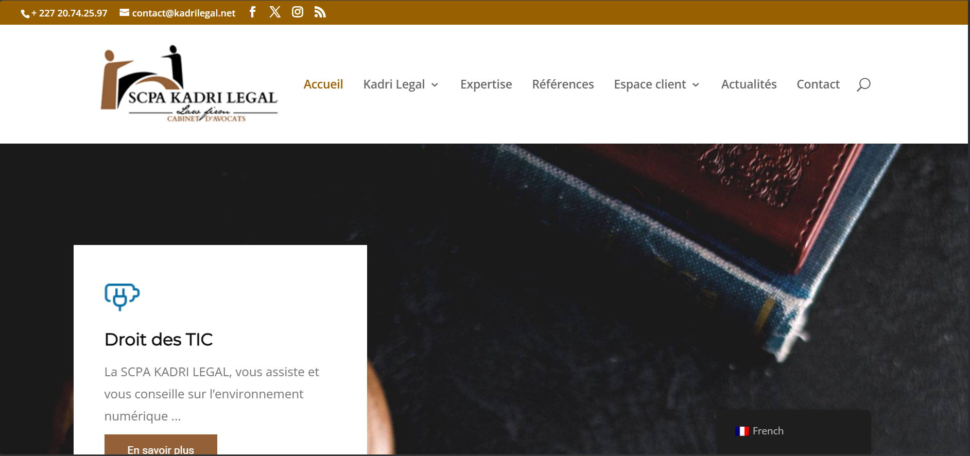 Site web du cabinet KADRI Legal réalisé par LORDIBRA